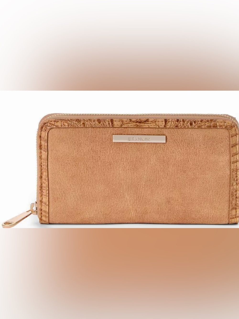 New Brahmin Tan Leather Suri Zip Around Wallet Adrift Collection